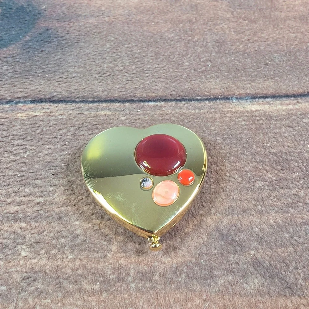 Estee Lauder Lucidity Powder Compact Womens Gold Excellent Heart Cabochon 2011